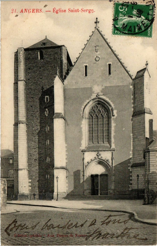 Carte postale ancienne Angers - Eglise Saint-Serge à Angers