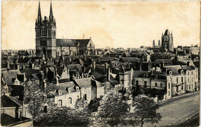 Carte postale ancienne Angers Panorama prise du Chateau à Angers