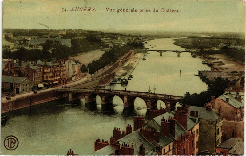Carte postale ancienne Angers - Vue générale prise du Chateau à Angers