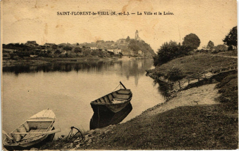 Carte postale ancienne Saint-Florent-le-Vieil - La Ville et la Loire à Loiré