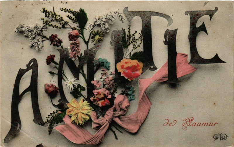 Carte postale ancienne Amitie de Saumur à Saumur