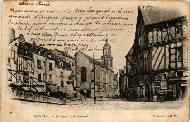 Carte postale ancienne Angers - L'Eglise de la Trinite à Angers