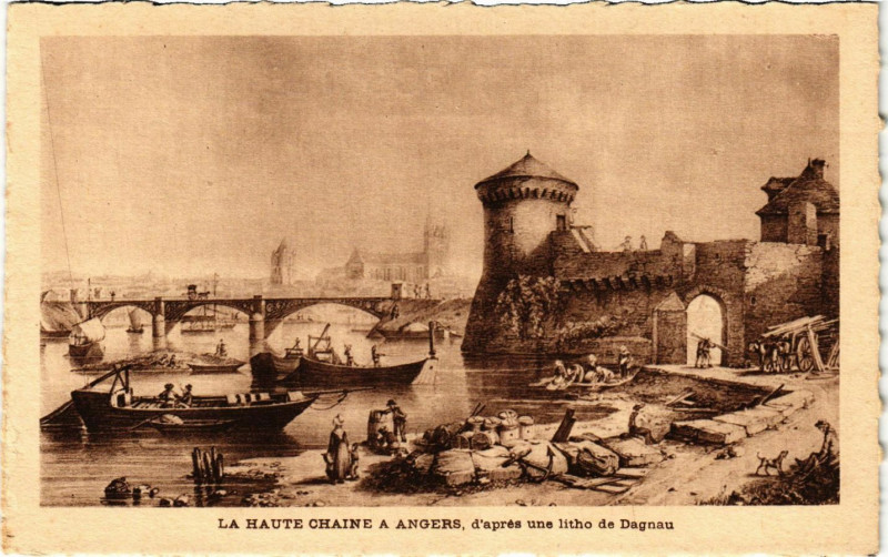 Carte postale ancienne La Haute Chaine a Angers d'apres une litho de Dagnau à Angers