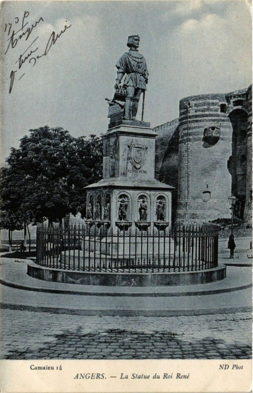 Carte postale ancienne Angers - La Statue du Roi René à Angers