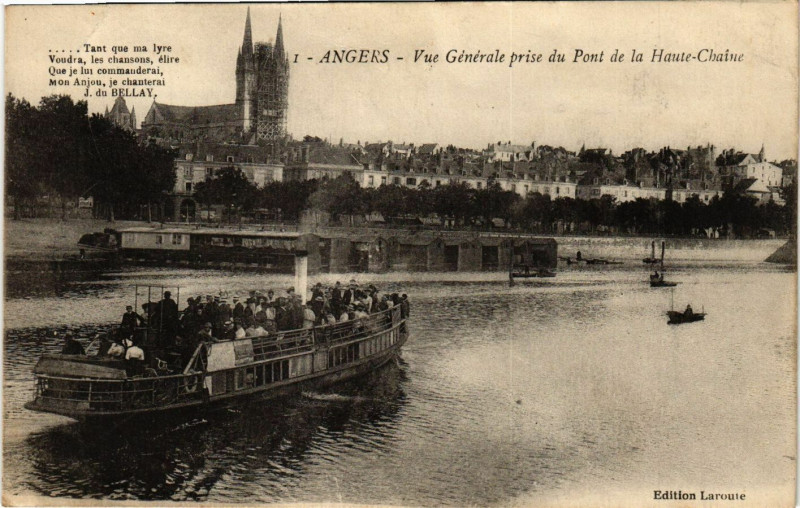 Carte postale ancienne Angers - Vue générale prise du Pont de la Haute-Chaine à Angers