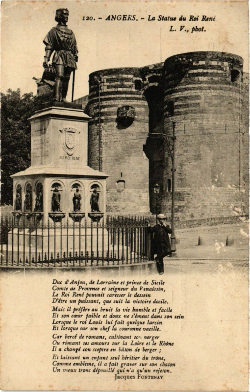 Carte postale ancienne Angers - La Statue du Roi René à Angers