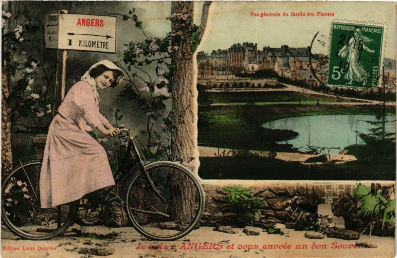 Carte postale ancienne Je vuis a Angers et vous envoie un bon Souvenir à Angers