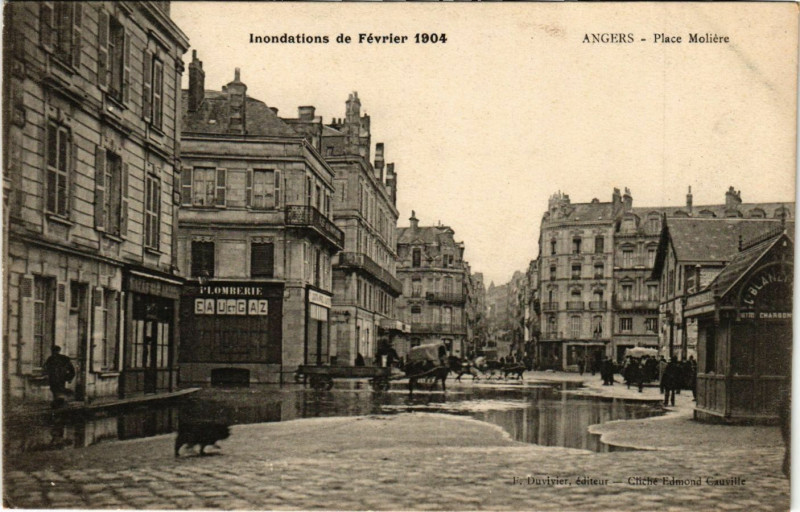 Carte postale ancienne Angers - Place Moliere à Angers