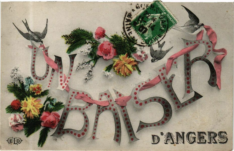 Carte postale ancienne Un Baiser d'Angers à Angers