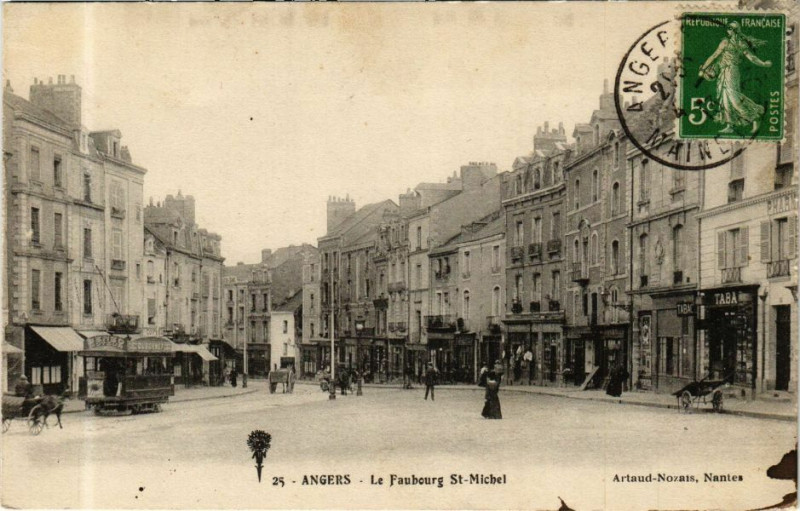 Carte postale ancienne Angers - Le Faubourg Saint-Michel à Angers