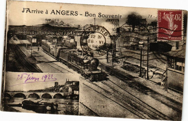 Carte postale ancienne J'Arrive a Angers - Bon Souvenir à Angers