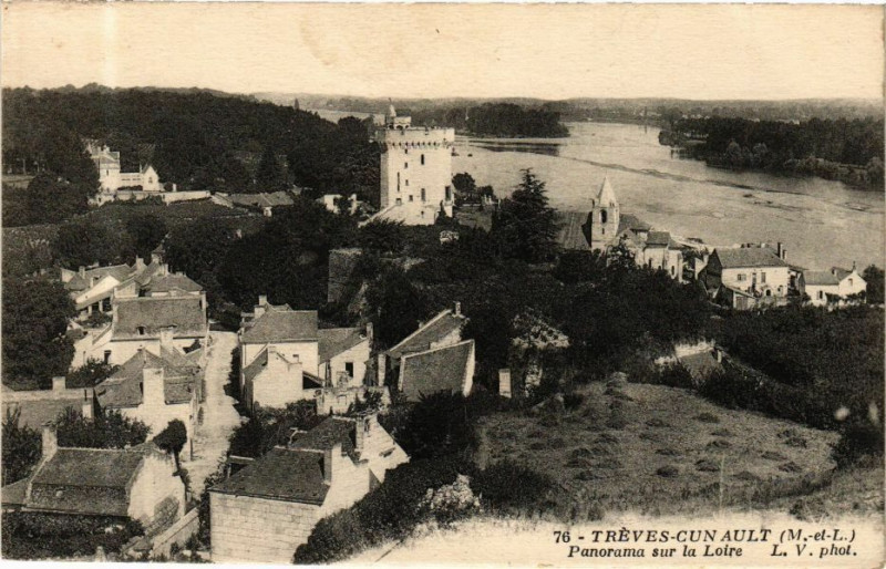 Carte postale ancienne Treves-cun-ault - Panorama sur la Loire à Loiré