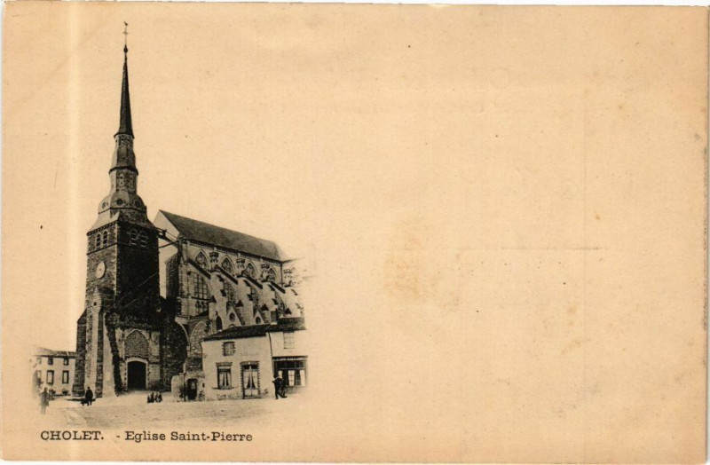 Carte postale ancienne Cholet - Eglise Saint-Pierre à Cholet