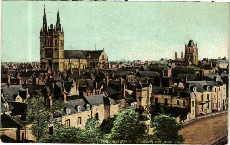 Carte postale ancienne Ed. Aqua 294 Angers Panorama pris du Chateau à Angers