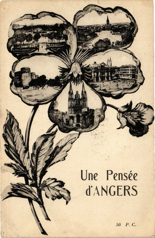 Carte postale ancienne Une Pensée d'Angers à Angers
