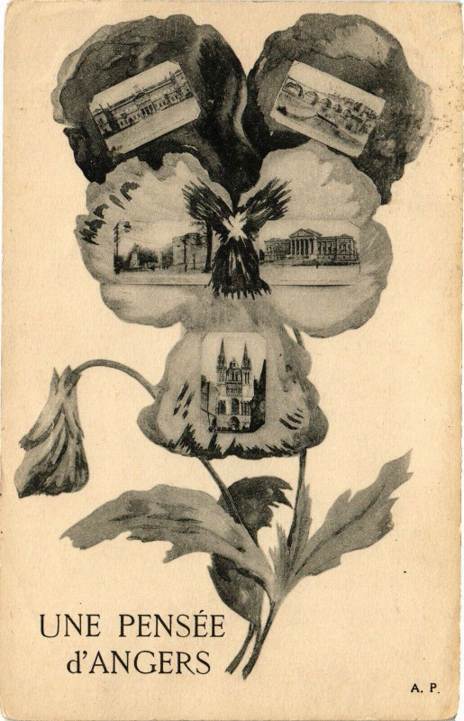 Carte postale ancienne Une Pensée d'Angers à Angers