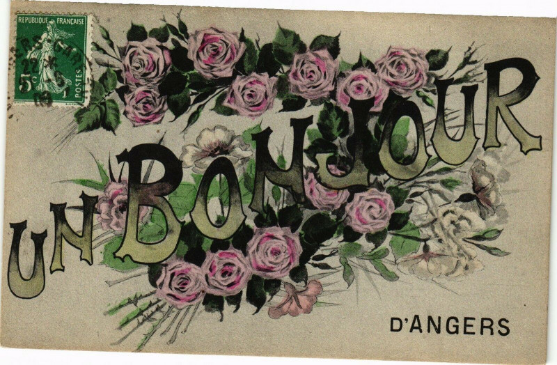 Carte postale ancienne Un Bonjour d'Angers à Angers