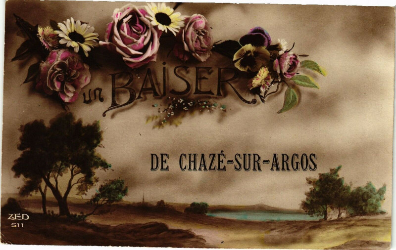 Carte postale ancienne Un Baiser de Chaze sur Argos