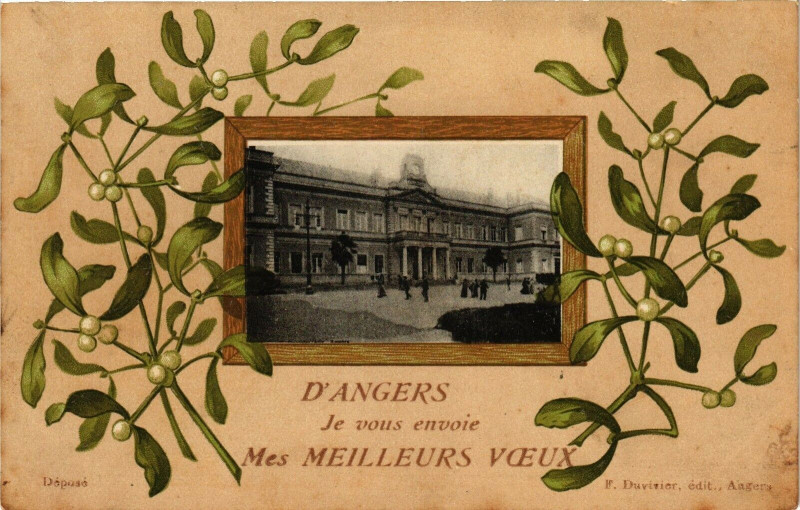 Carte postale ancienne D'Angers-Je vous envoie-Mes Meilleurs Voeux à Angers