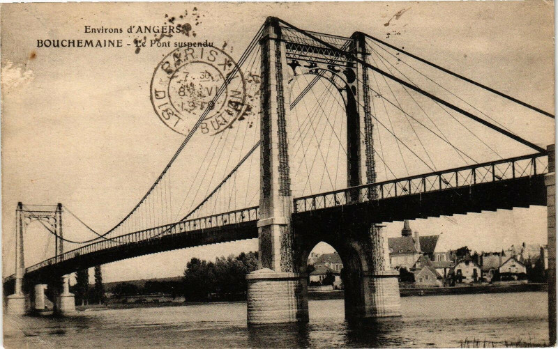 Carte postale ancienne Bouchemaine-Le Pont suspendu à Bouchemaine