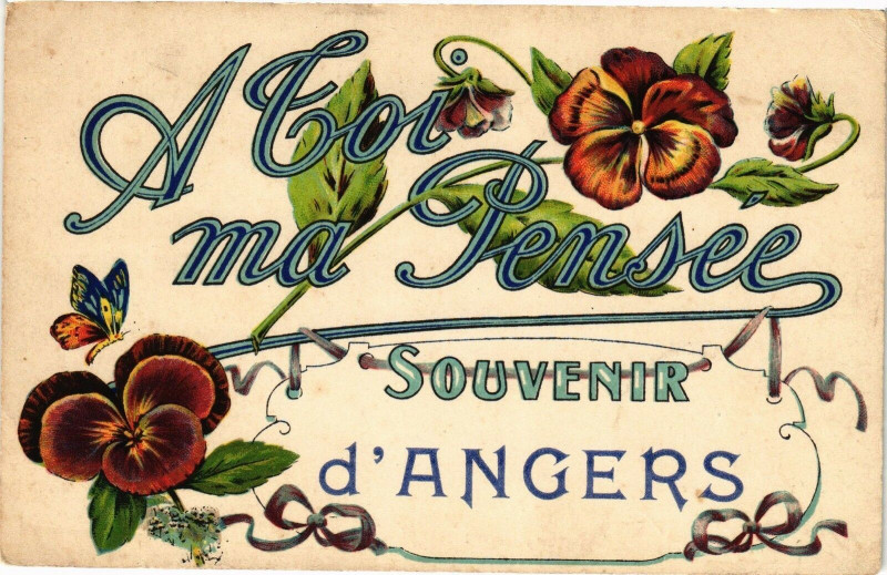 Carte postale ancienne A Coi ma Pensée Souvenir d'Angers à Angers