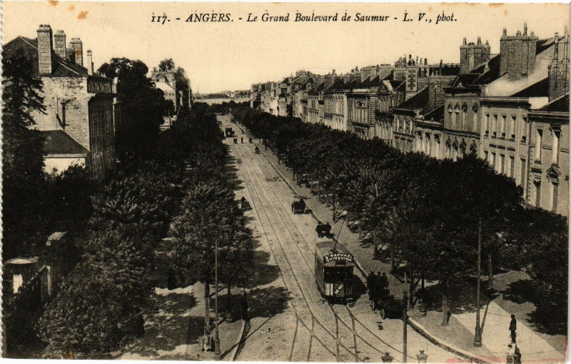 Carte postale ancienne Angers - Le Grande Boulevard de Saumur à Angers