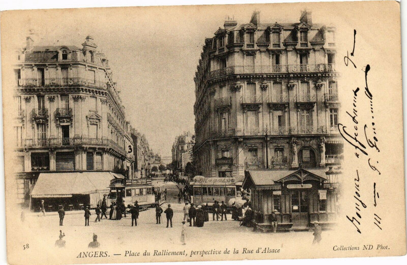 Carte postale ancienne Angers - Place du Ralliement perspective de la Rue d'Alsace à Angers