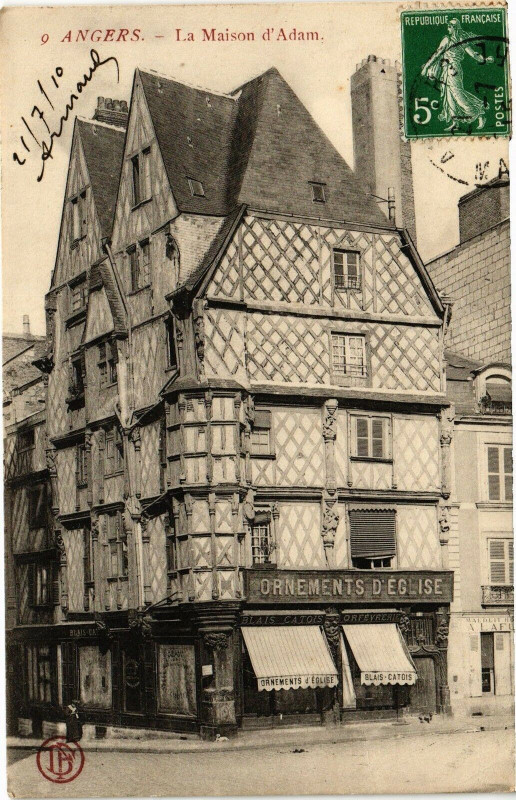 Carte postale ancienne Angers - La Maison d'Adam à Angers