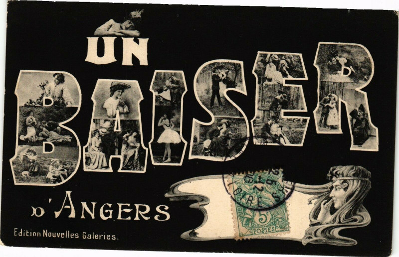 Carte postale ancienne Un Baiser d'Angers à Angers