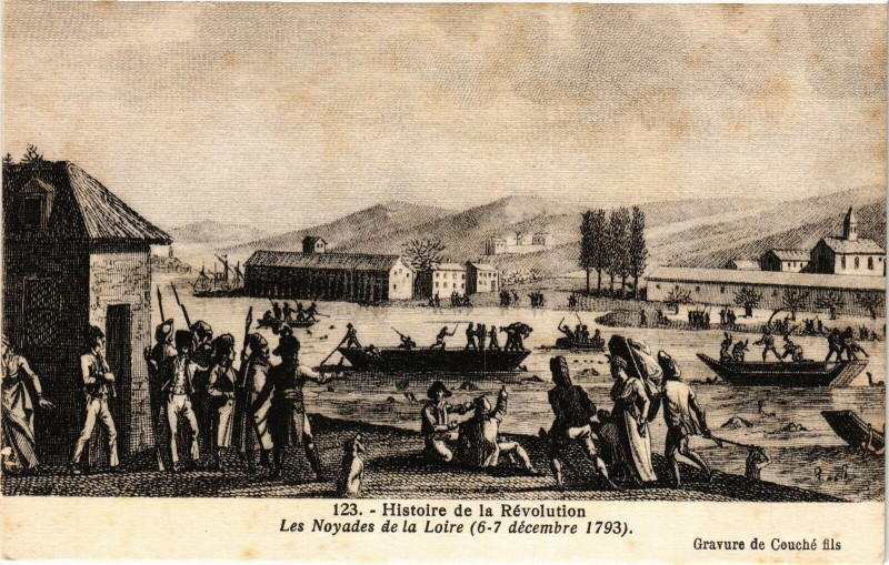 Carte postale ancienne Histoire de la Revolution-Les Noyades de la Loire à Loiré