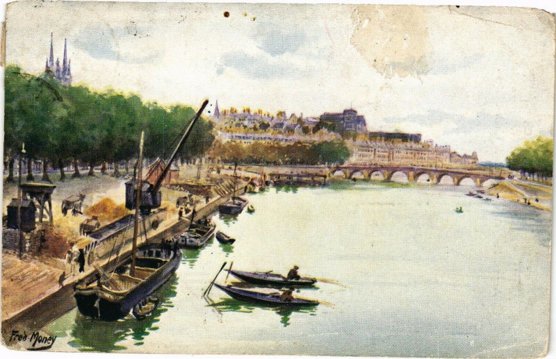 Carte postale ancienne Angers-Vue prise du Pont de la Haute Chaine à Angers