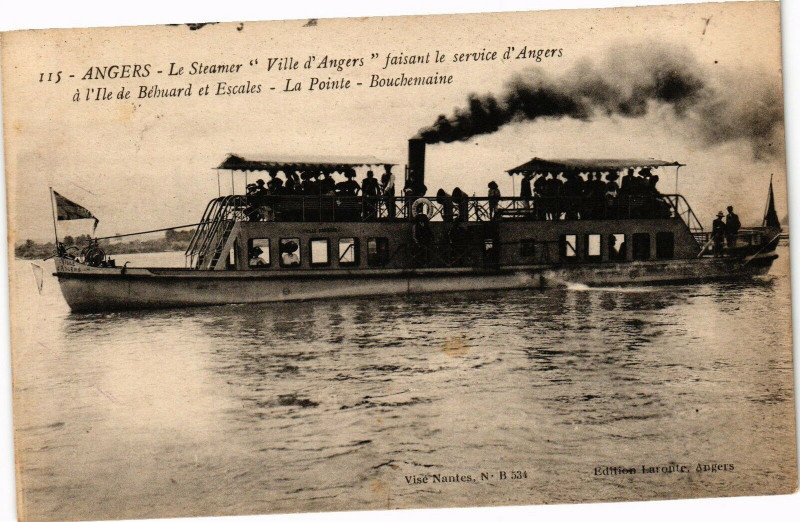 Carte postale ancienne Angers-Le Steamer Ville d'Angers faisant le service d'Angers à Angers