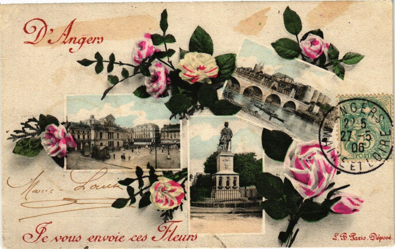Carte postale ancienne D'Angers - Le vous envoice ces Fleurs à Angers
