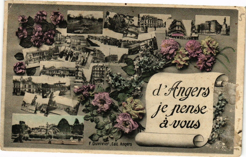 Carte postale ancienne D'Angers - je pense a vous à Angers