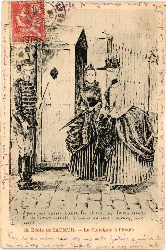 Carte postale ancienne Ecole de Saumur - La Consigne a l'Ecole à Saumur