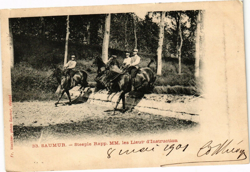 Carte postale ancienne Saumur - Stéeple Rapp. Mm. les Lieur d'Instruction (8 mai 1901) à Saumur