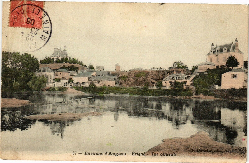 Carte postale ancienne Env. d'Angers - Erigne - Vue générale à Angers