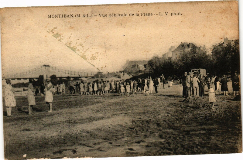 Carte postale ancienne Montjean - Vue générale dela Plage