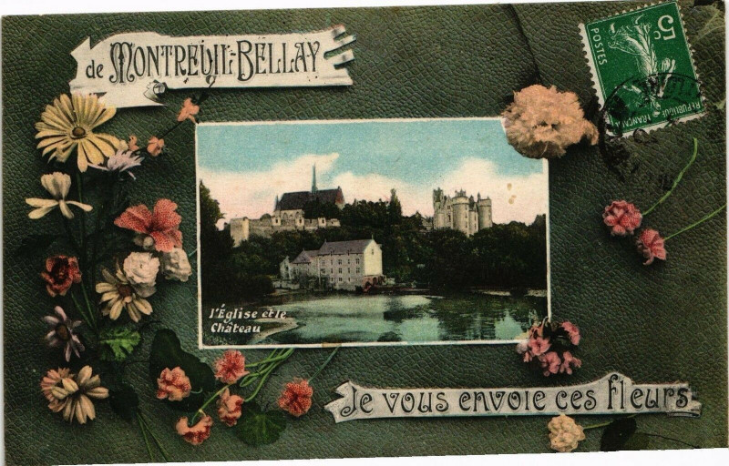 Carte postale ancienne De Montreuil-Bellay Je vous envoie des fleurs à Montreuil-Bellay
