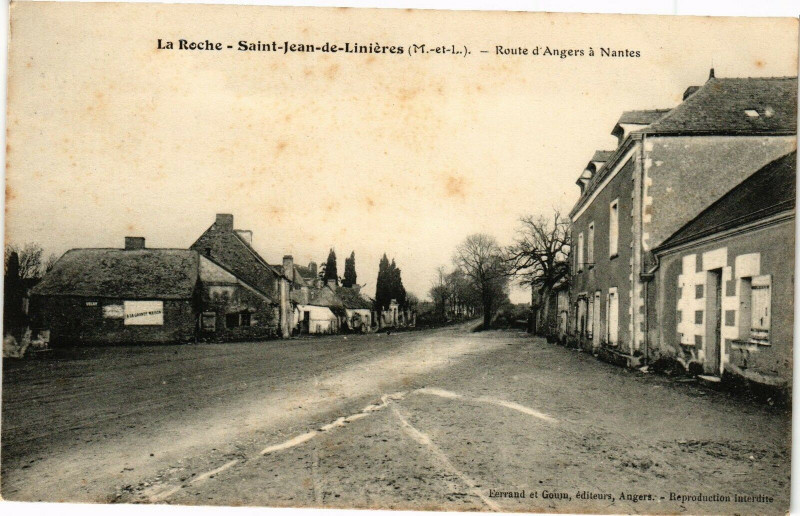 Carte postale ancienne La Roche - Saint-Jean-de-Linieres - Rute d'Angers a Nantes à Angers