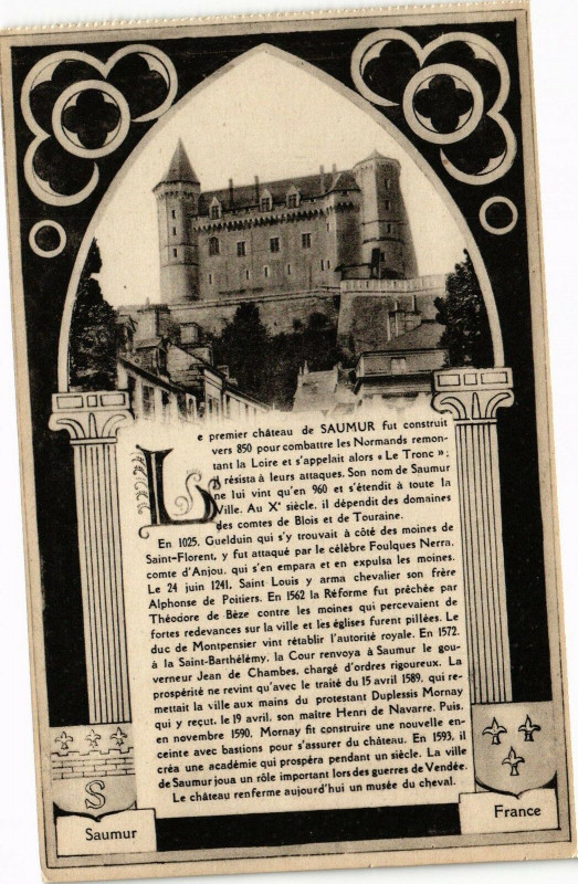 Carte postale ancienne Le premier Chateau de Saumur fut construit Vers 850 pour combattre à Saumur