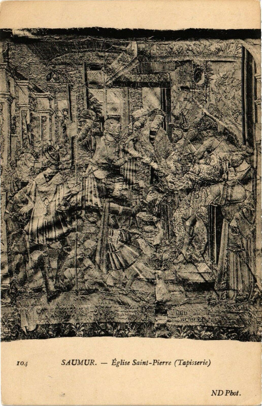Carte postale ancienne Saumur - Eglise Saint-Pierre (Tapisserie) à Saumur