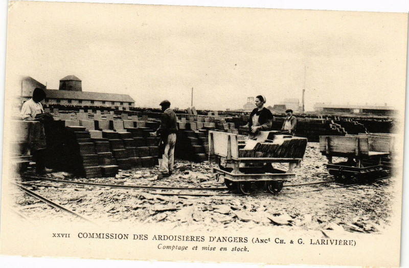 Carte postale ancienne Commiss. des Ardoisiere d'Angers (Anc.Ch.&G.Laviriers) Comptage.. à Angers