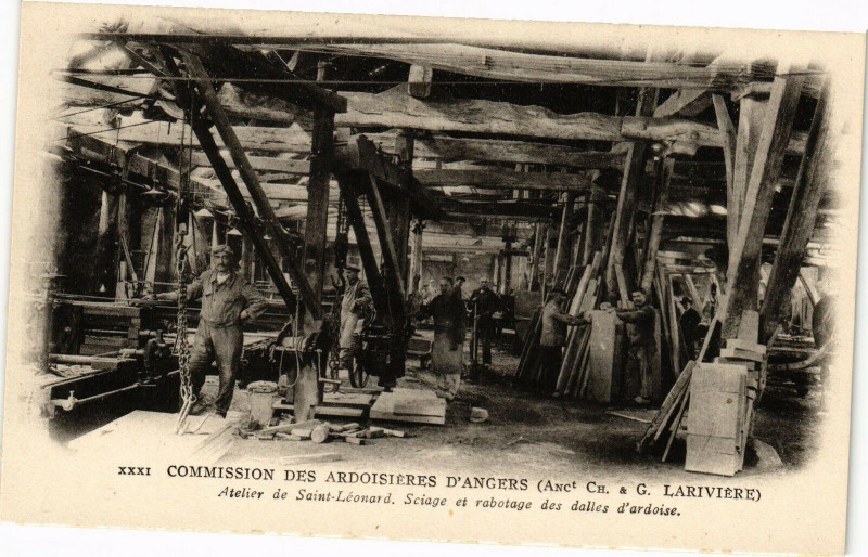 Carte postale ancienne Commission des Ardoisieres d'Angers (Anc.Ch&G. Lariviere) Atalier à Angers