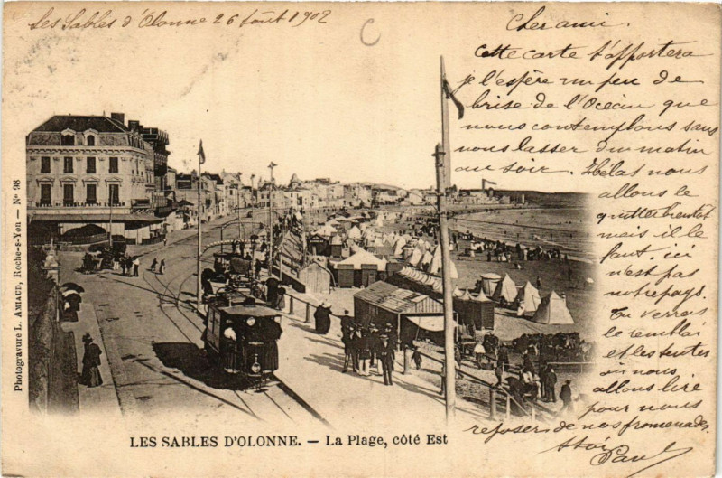 Carte postale ancienne Les Sables-d'Olonne - La Plage - coté Est aux Sables-d'Olonne