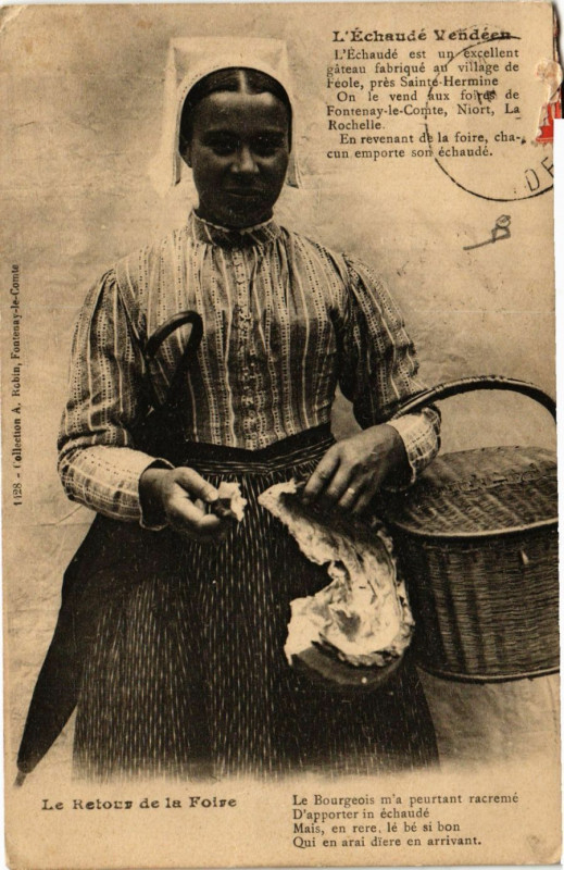Carte postale ancienne L'Echaude Vendéen - Le Retour de la Foire - Folklore
