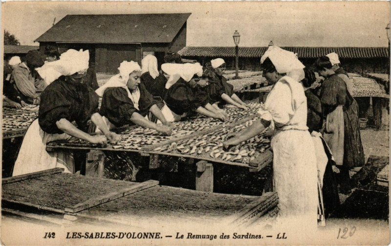 Carte postale ancienne Les Sables-d'Olonne - Le Remuage des Sardines aux Sables-d'Olonne
