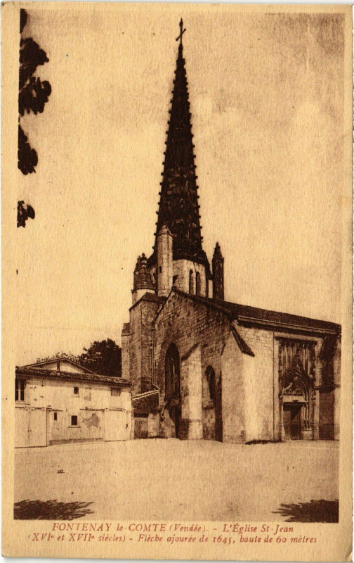 Carte postale ancienne Fontena le-Comte - L'Eglise Saint-Jean