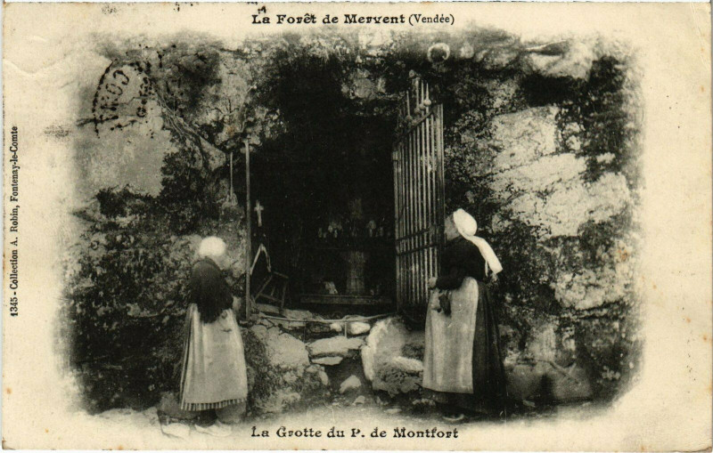Carte postale ancienne La Foret de Mervent - La Grotte du P. de Montfort à Mervent