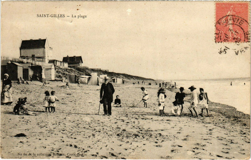 Carte postale ancienne Saint-Gilles- La Plage